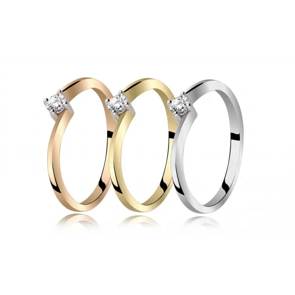 Pierścionek Złoty Z Brylantem 0,10ct RS0252