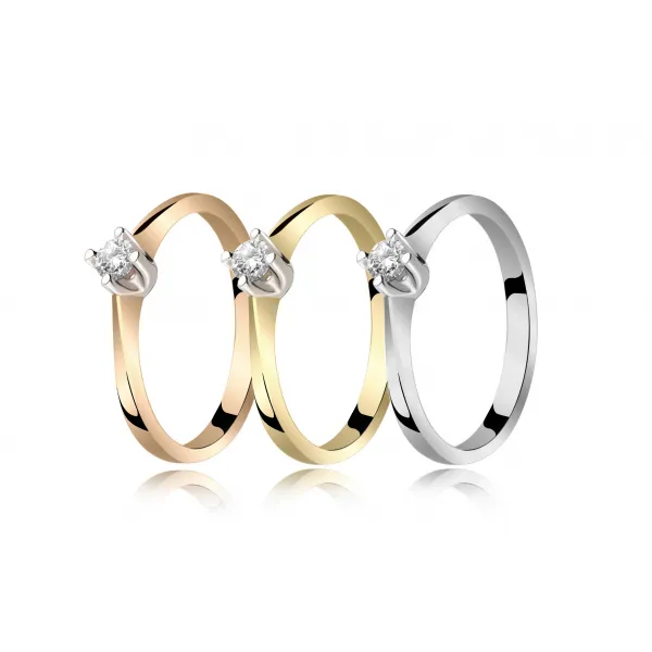 Pierścionek Złoty Z Brylantem 0,10ct RS0365