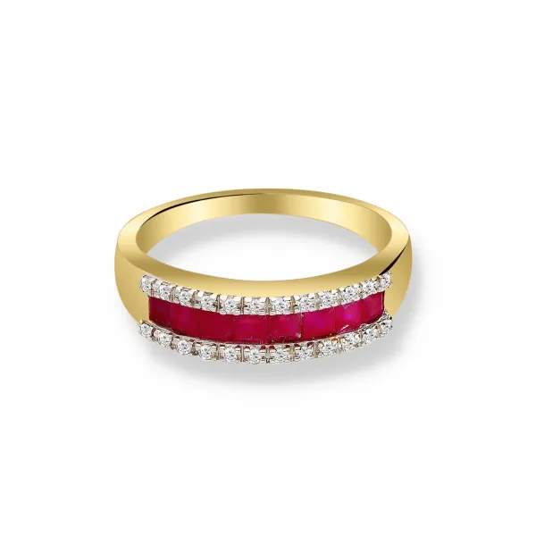 Pierścionek Złoty Z Bylantami I Rubinami RSV0024