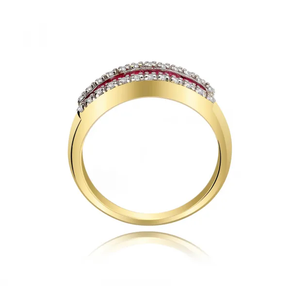 Pierścionek Złoty Z Bylantami I Rubinami RSV0024