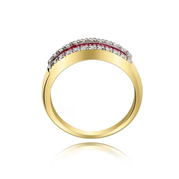 Pierścionek Złoty Z Bylantami I Rubinami RSV0024