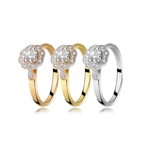 Pierścionek Złoty Z Brylantami 0,26ct RS0370