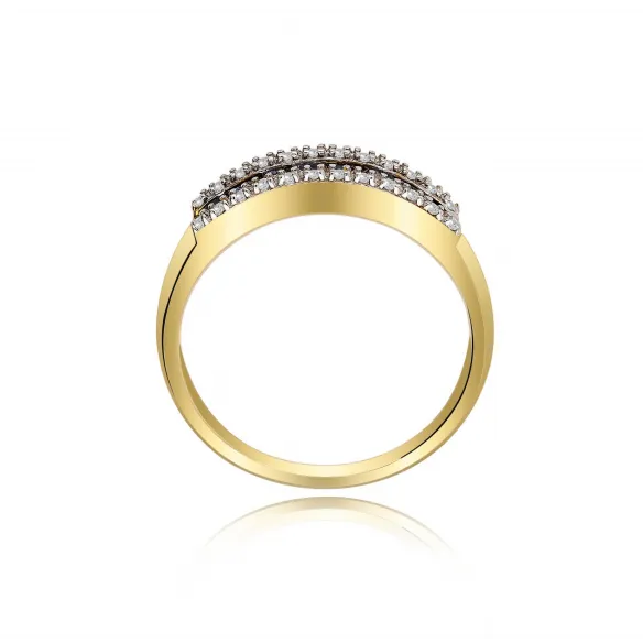 Pierścionek Złoty Z Brylantami I Szafirami RSV0024