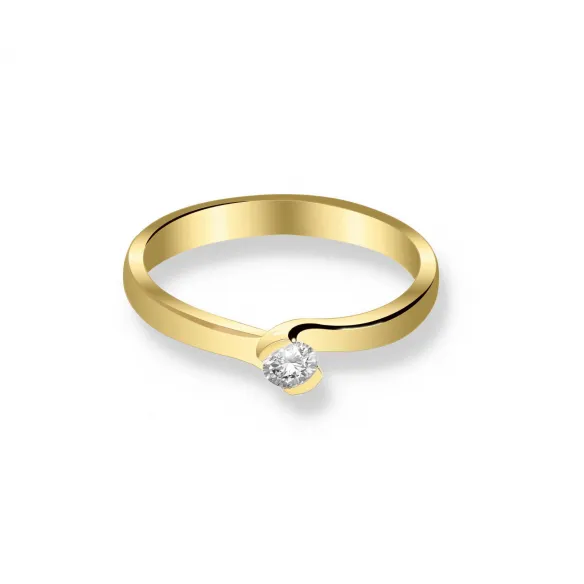 Pierścionek Złoty Z Brylantem 0,15ct RS0367