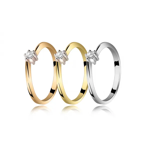 Pierścionek Złoty Z Brylantem 0,10ct RS0386