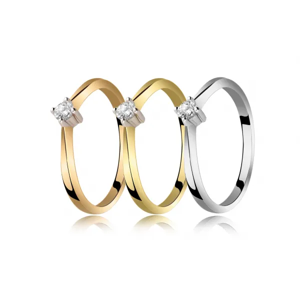 Pierścionek Złoty Z Brylantem 0,10ct RS0249