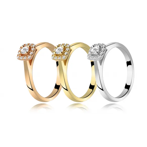 Pierścionek Złoty Z Brylantami 0,16ct RSTB997