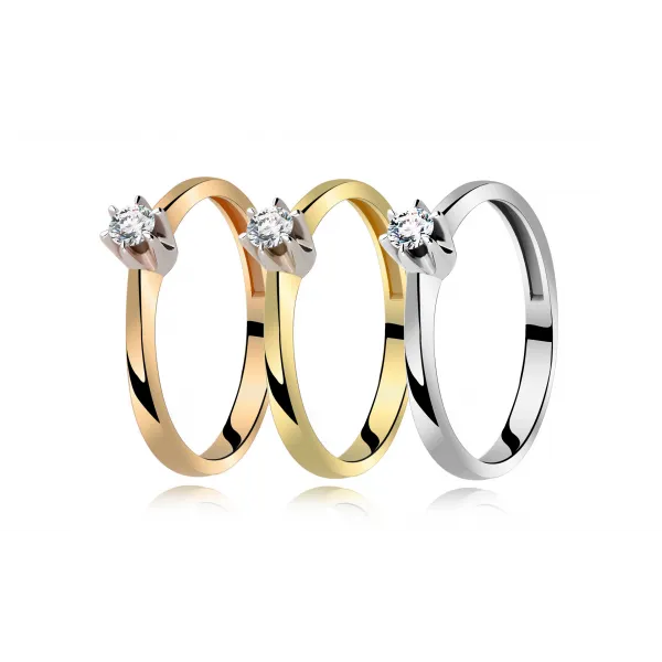 Pierścionek Złoty Z Brylantem 0,10ct RS0039