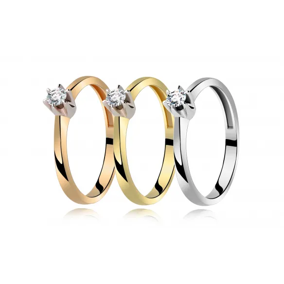 Pierścionek Złoty Z Brylantem 0,10ct RS0039