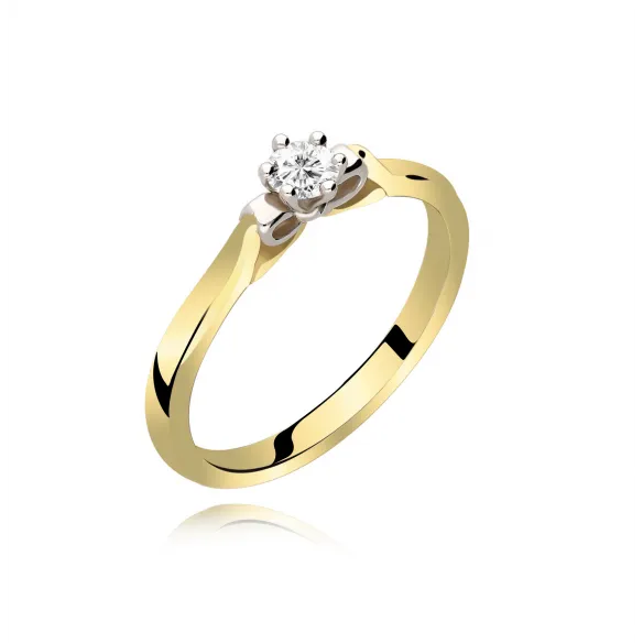 Pierścionek Złoty Z Brylantem 0,15ct RS0377