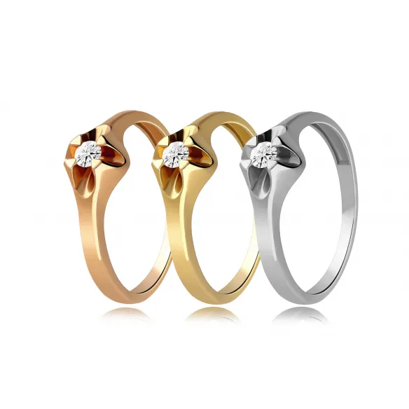 Pierścionek Złoty Z Brylantem 0,10ct RS0101