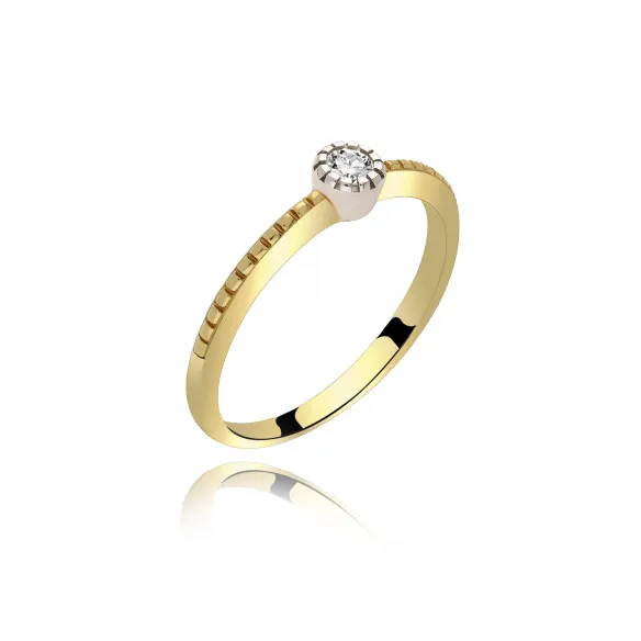 Złoty Pierścionek Z Brylantem 0,10ct RS0416