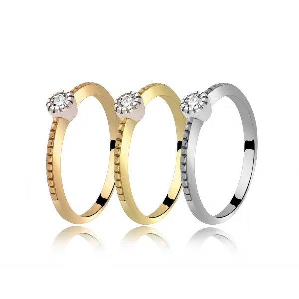 Złoty Pierścionek Z Brylantem 0,10ct RS0416