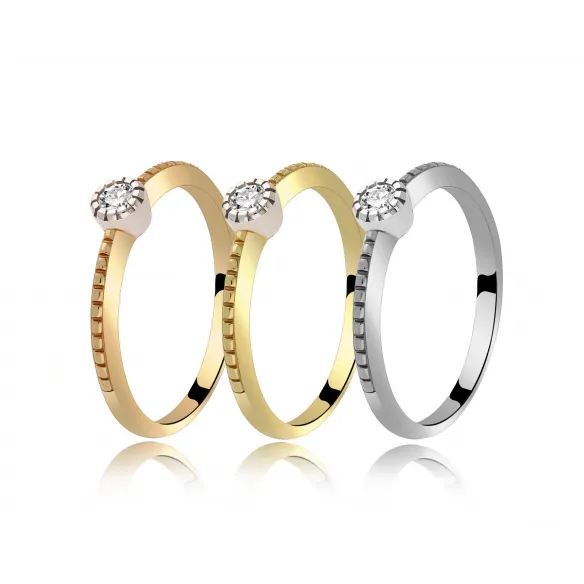 Złoty Pierścionek Z Brylantem 0,10ct RS0416