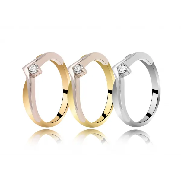 Złoty Pierścionek Z Brylantem 0,10ct RS0009