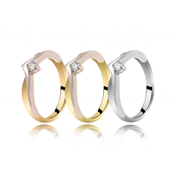 Złoty Pierścionek Z Brylantem 0,10ct RS0009