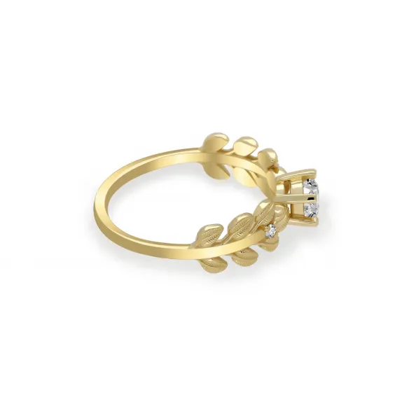 Złoty Pierścionek Z Moissanitem i Brylantami RSM0005