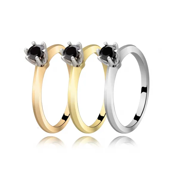 Pierścionek Z Czarnym Brylantem 0,25ct RS0226