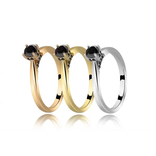 Złoty Pierścionek Czarne Brylanty 0,32 ct RS0000