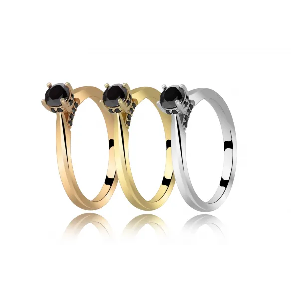 Złoty Pierścionek Czarne Brylanty 0,32 ct RS0000