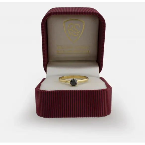 Złoty Pierścionek Białe Brylanty i Czarny Brylant RSM0008