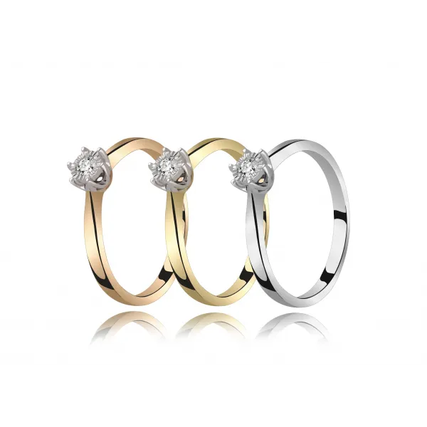 Pierścionek Złoty Z Brylantem 0,06ct RSDI348