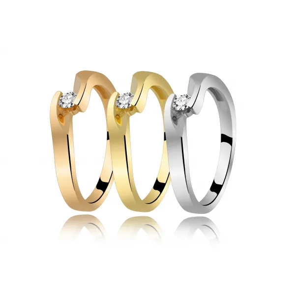 Złoty Pierścionek Z Brylantem 0,10 ct RS0034