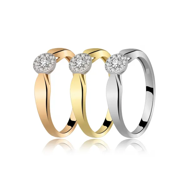 Złoty Pierścionek Z Brylantami 0,11 ct RS0217