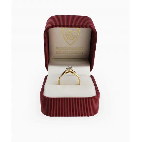 Złoty Pierścionek Z Topazem I Brylantami RS0369