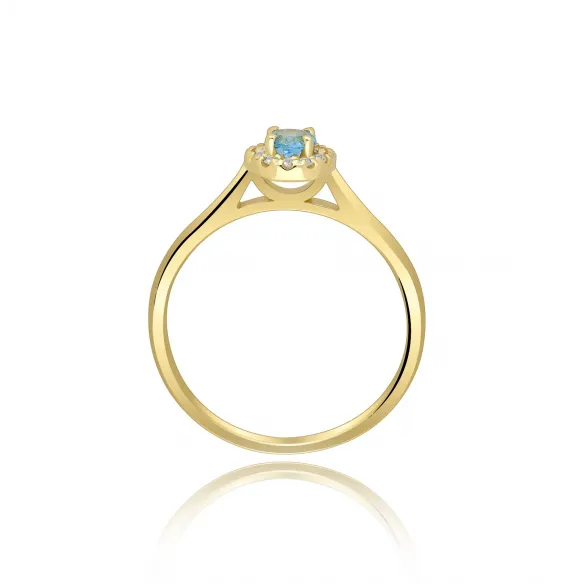 Złoty Pierścionek Z Topazem I Brylantami RS0369