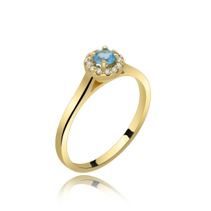 Złoty Pierścionek Z Topazem I Brylantami RS0369