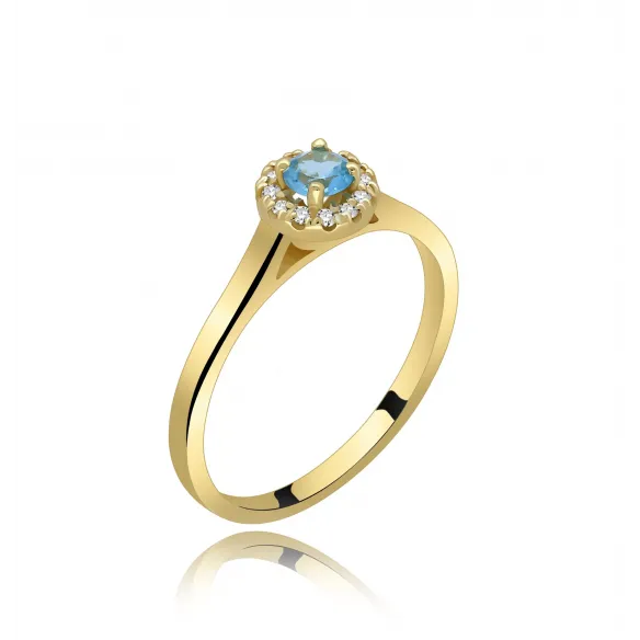 Złoty Pierścionek Z Topazem I Brylantami RS0369