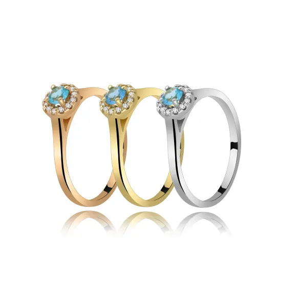 Złoty Pierścionek Z Topazem I Brylantami RS0369