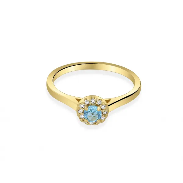 Złoty Pierścionek Z Topazem I Brylantami RS0369