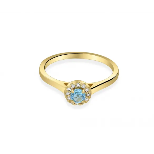 Złoty Pierścionek Z Topazem I Brylantami RS0369