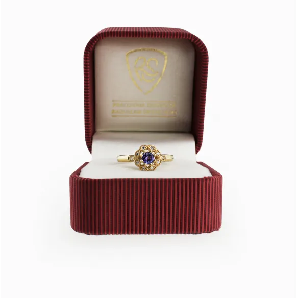 Złoty Pierścionek Z Tanzanitem I Brylantami RS0370