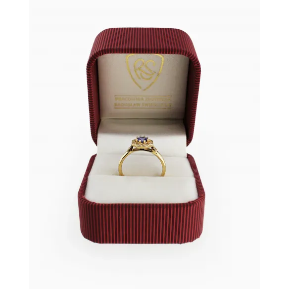 Złoty Pierścionek Z Tanzanitem I Brylantami RS0370