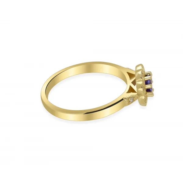 Złoty Pierścionek Z Tanzanitem I Brylantami RS0370