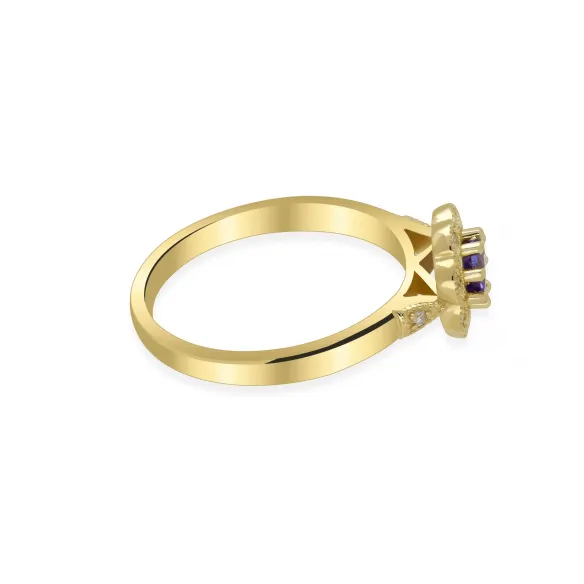 Złoty Pierścionek Z Tanzanitem I Brylantami RS0370