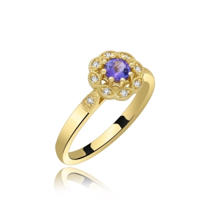 Złoty Pierścionek Z Tanzanitem I Brylantami RS0370