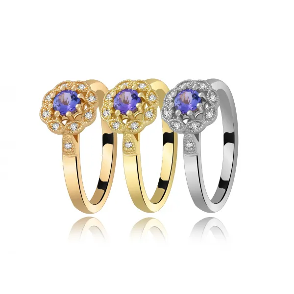 Złoty Pierścionek Z Tanzanitem I Brylantami RS0370