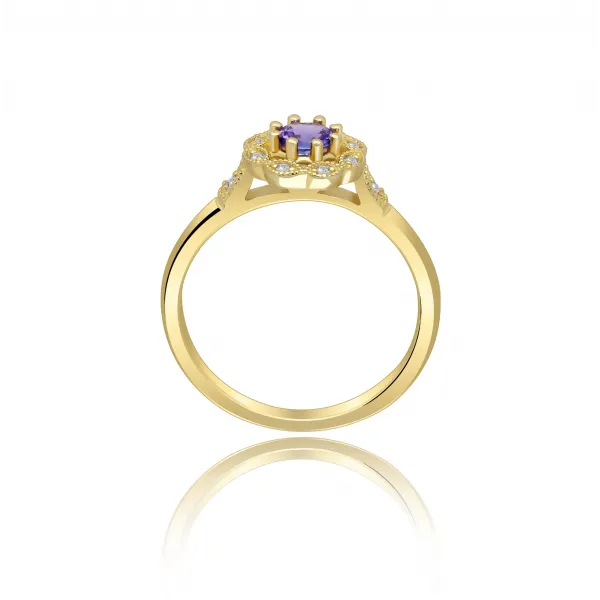 Złoty Pierścionek Z Tanzanitem I Brylantami RS0370