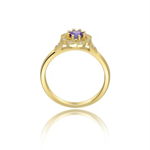 Złoty Pierścionek Z Tanzanitem I Brylantami RS0370