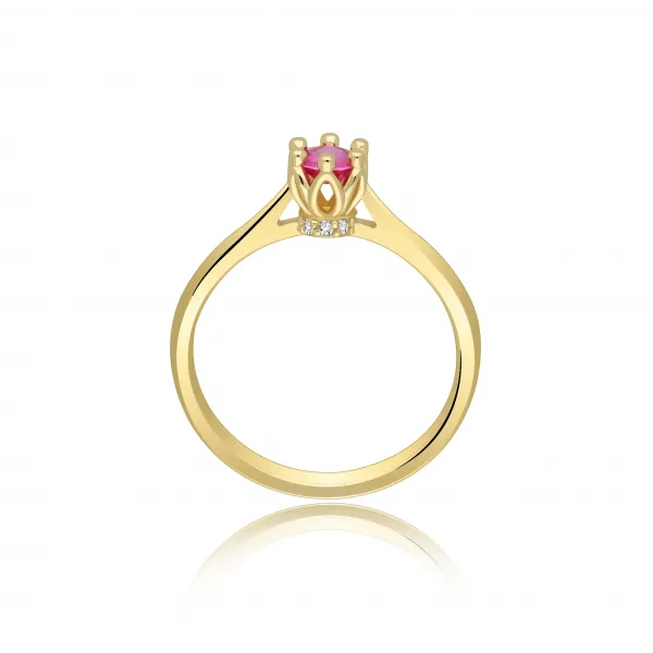 Złoty Pierścionek Z Szafirem I Brylantami RS0414