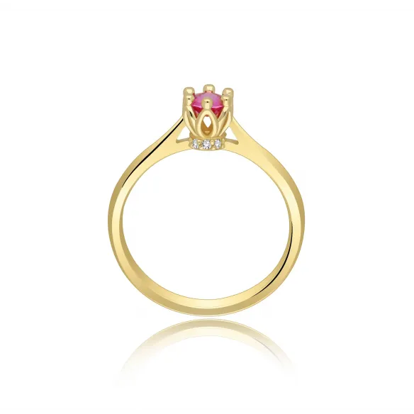 Złoty Pierścionek Z Szafirem I Brylantami RS0414