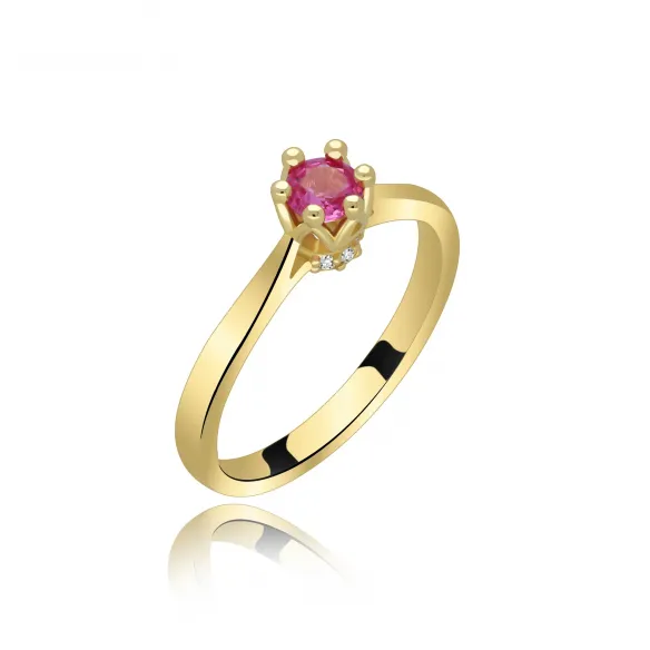 Złoty Pierścionek Z Szafirem I Brylantami RS0414