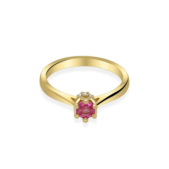 Złoty Pierścionek Z Szafirem I Brylantami RS0414