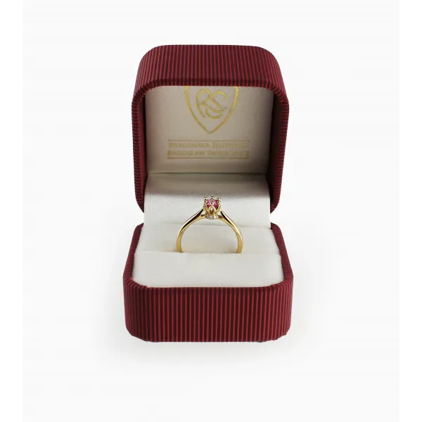 Złoty Pierścionek Z Szafirem I Brylantami RS0414