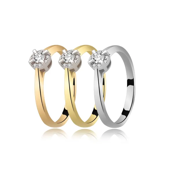 Pierścionek Złoty Z Brylantami 0,14ct RS0206