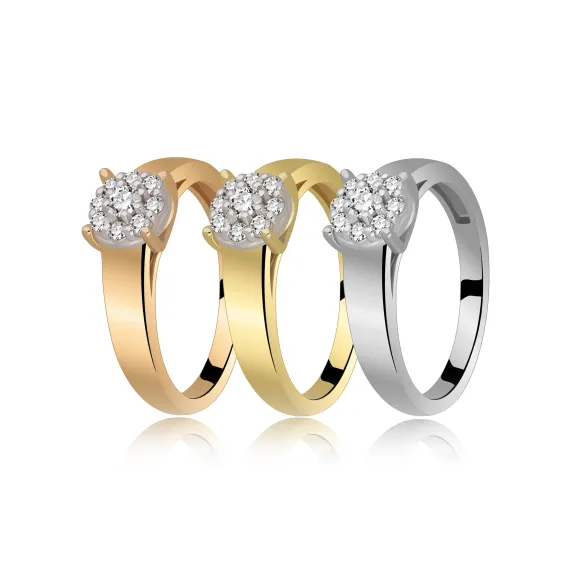 Pierścionek Złoty Z Brylantami 0,18ct RS0130